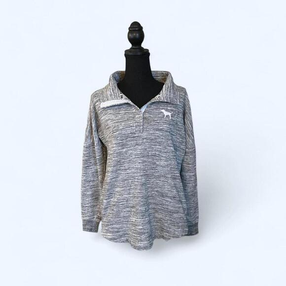 Victoria's Secret Tops - Vintage Victoria's Secret Pink marled grey quarter zip sweatshirt Size XS